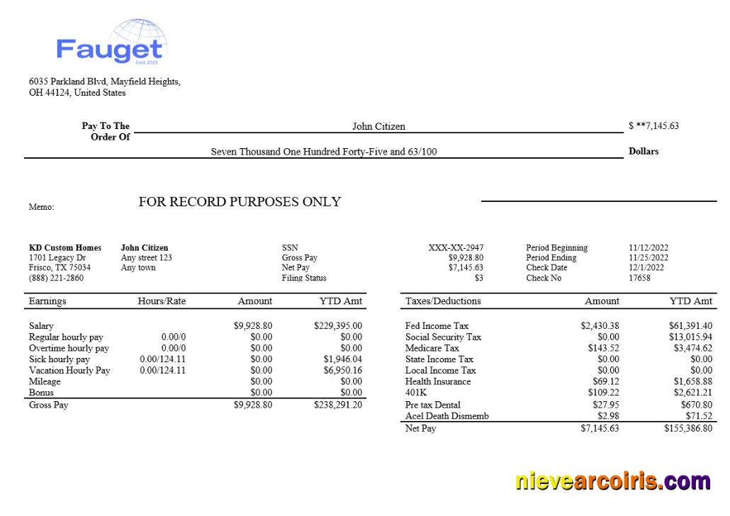 information corporation editable payroll